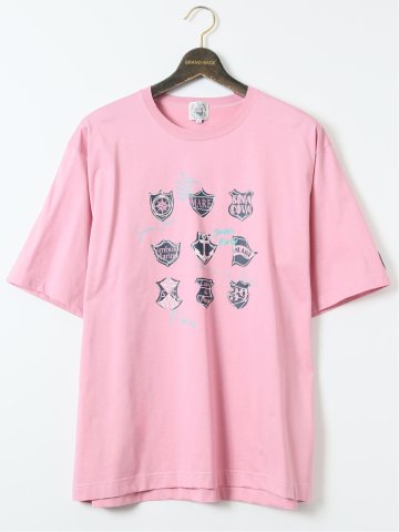 【大きいサイズ】シナコバ/SINA COVA 綿天竺 ワッペン柄 クルー 半袖 Tシャツ