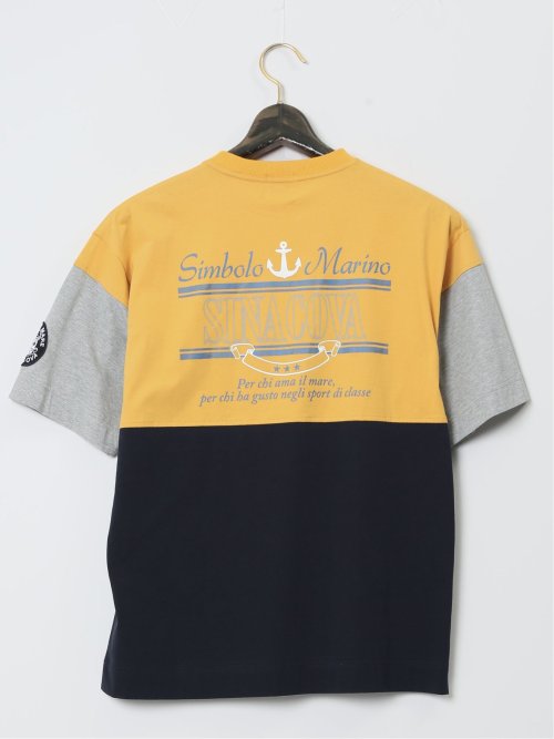 【大きいサイズ】シナコバ/SINA COVA 綿切替 クルーネック半袖Tシャツ