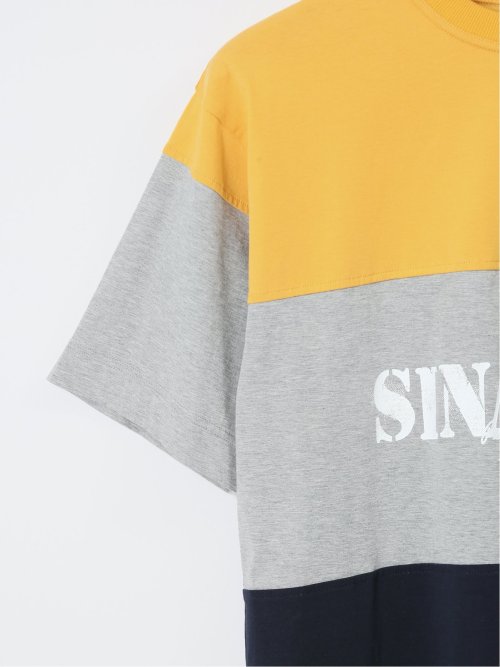 【大きいサイズ】シナコバ/SINA COVA 綿切替 クルーネック半袖Tシャツ