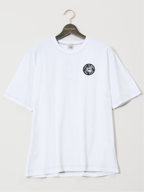 【大きいサイズ】シナコバ/SINA COVA 綿天竺 ワッペン クルーネック半袖Tシャツ