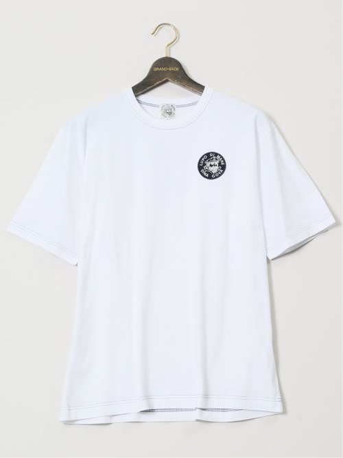【大きいサイズ】シナコバ/SINA COVA 綿天竺 ワッペン クルーネック半袖Tシャツ
