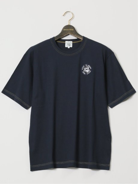 【大きいサイズ】シナコバ/SINA COVA 綿天竺 ワッペン クルーネック半袖Tシャツ