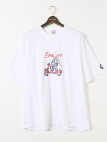 【大きいサイズ】シナコバ/SINA COVA 綿天竺 ラバープリント クルー 半袖 Tシャツ