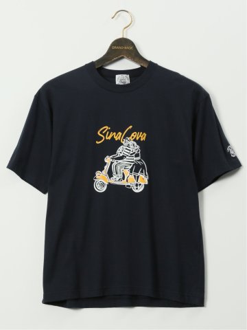 【大きいサイズ】シナコバ/SINA COVA 綿天竺 ラバープリント クルー 半袖 Tシャツ