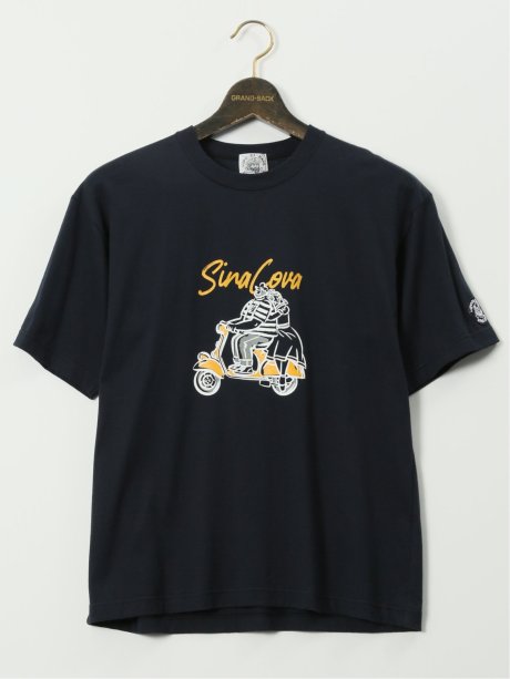 【大きいサイズ】シナコバ/SINA COVA 綿天竺 ラバープリント クルー 半袖 Tシャツ