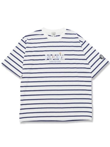 【大きいサイズ】シナコバ/SINA COVA 綿ボーダー クルーネック 半袖Tシャツ