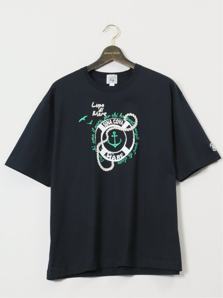 【大きいサイズ】シナコバ/SINA COVA 綿シルケット クルーネック半袖Tシャツ