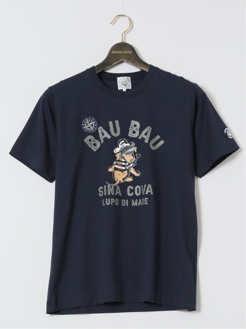 【大きいサイズ】シナコバ/SINA COVA 綿天竺 BAUBAU クルーネック半袖Tシャツ