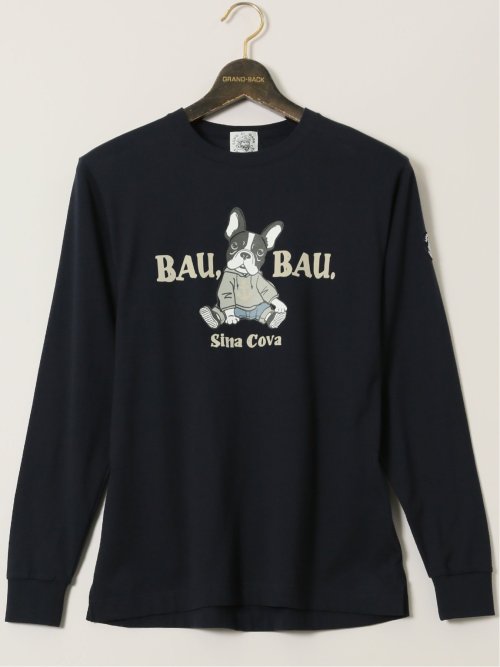 【大きいサイズ】シナコバ/SINA COVA 綿天竺 BAUBAU クルーネック長袖Tシャツ