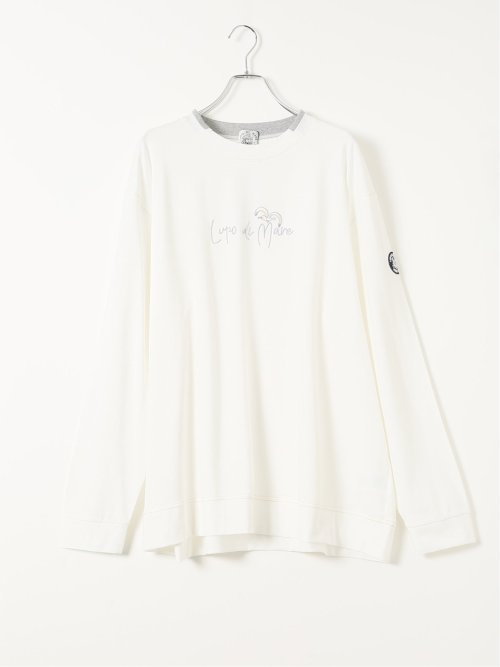 【大きいサイズ】シナコバ Tシャツ メンズ 長袖 ストレッチ 綿混 モックネック 刺繍