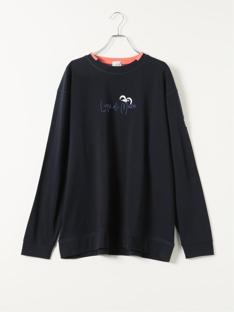 【大きいサイズ】シナコバ Tシャツ メンズ 長袖 ストレッチ 綿混 モックネック 刺繍