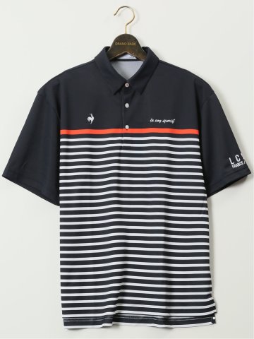 【大きいサイズ】ルコックスポルティフ ゴルフ/le coq sportif GOLF パネルボーダー柄 半袖 ポロシャツ