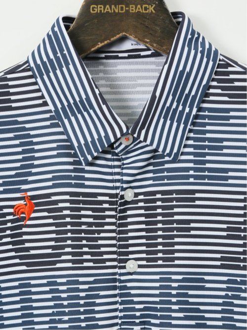 【大きいサイズ】ルコックスポルティフ ゴルフ/le coq sportif GOLF グラフィック ロゴボーダー柄 半袖 ポロシャツ