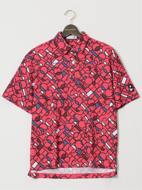 【大きいサイズ】ルコックスポルティフ ゴルフ/le coq sportif GOLF モンドリアングラフィック小柄 半袖ポロシャツ