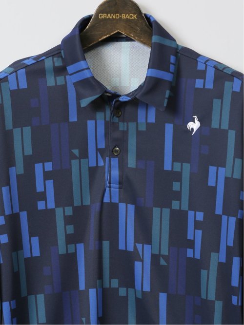 【大きいサイズ】ルコックスポルティフ ゴルフ/le coq sportif GOLF 総柄プリント 長袖ポロシャツ