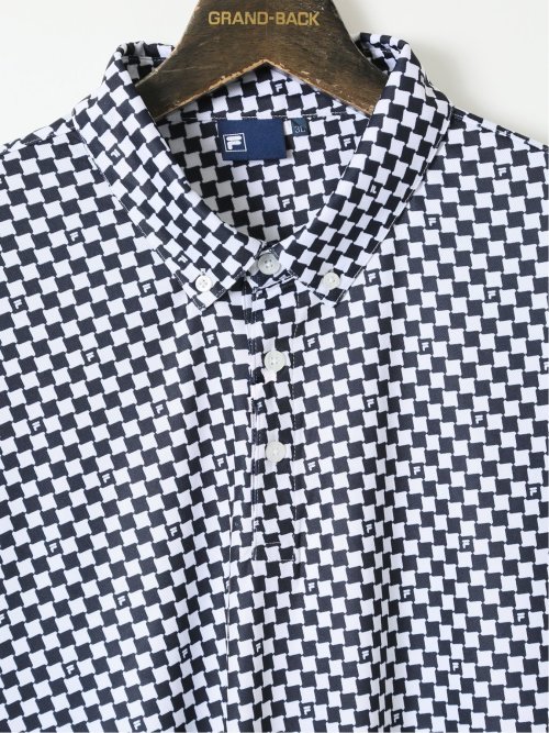 【大きいサイズ】フィラ ゴルフ/FILA GOLF チェッカーフラッグ柄 半袖 ポロシャツ