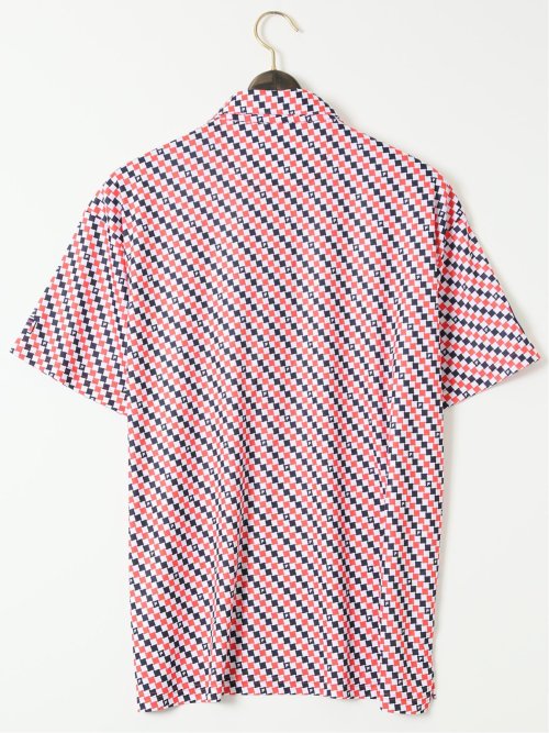 【大きいサイズ】フィラ ゴルフ/FILA GOLF チェッカーフラッグ柄 半袖 ポロシャツ