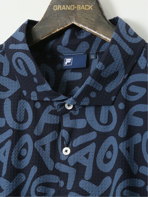 【大きいサイズ】フィラ ゴルフ/FILA GOLF ニットサッカー ロゴプリント 半袖 ポロシャツ