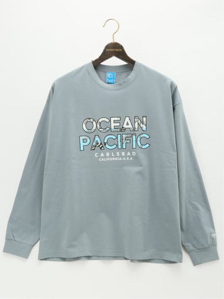 【大きいサイズ】オーシャン パシフィック/Ocean Pacific ロゴプリント クルーネック長袖Tシャツ