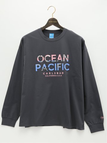 【大きいサイズ】オーシャン パシフィック/Ocean Pacific ロゴプリント クルーネック長袖Tシャツ