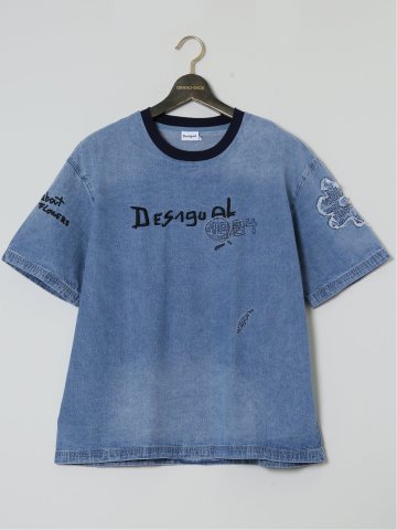 【大きいサイズ】デシグアル/Desigual デニム 半袖Tシャツ