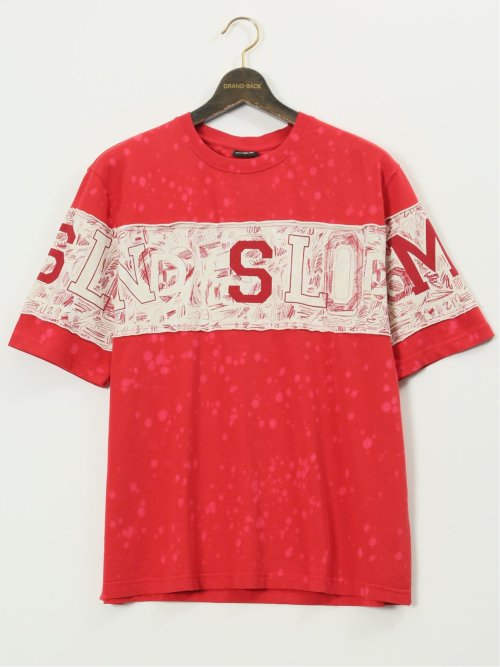 【大きいサイズ】デシグアル/Desigual 綿混ニット プリント クルーネック 半袖 Tシャツ