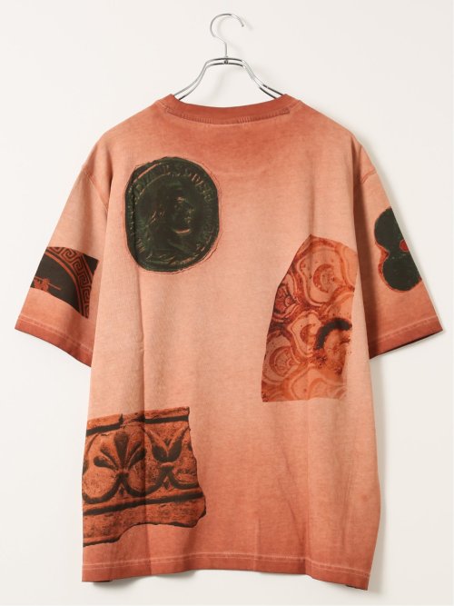 大きいサイズ デシグアル/Desigual ストレッチ 綿 ジャージー プリント クルーネック 半袖 Tシャツ メンズ