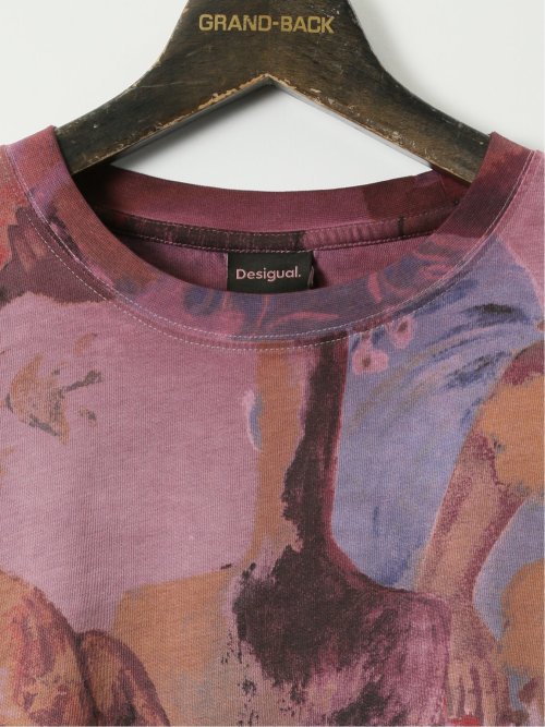 【大きいサイズ】デシグアル/Desigual 綿ジャージー プリント クルーネック 半袖 Tシャツ