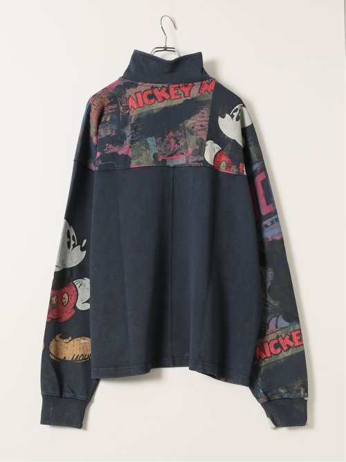 トレーナー メンズ 長袖 大きいサイズ スエット 綿 コットン ハーフジップ ハイネック ミッキー デシグアル/Desigual
