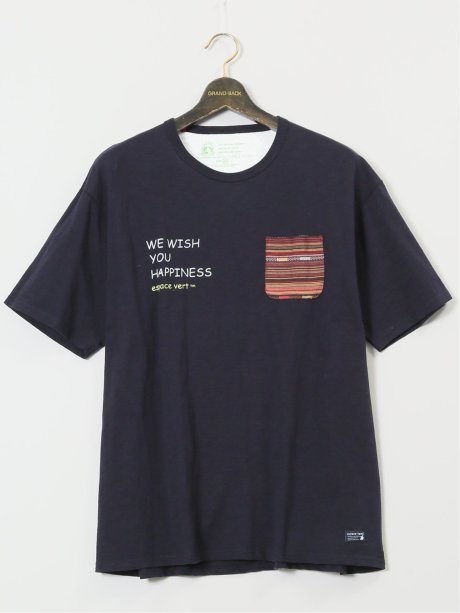 【大きいサイズ】エスパスヴェール/ESPACE VERT 綿天竺 ポケット付き クルーネック半袖Ｔシャツ