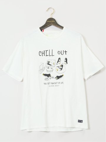 【大きいサイズ】エスパスヴェール/ESPACE VERT 綿天竺 ペンギン クルーネック半袖Ｔシャツ
