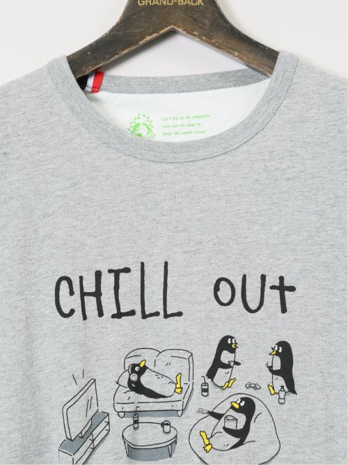 【大きいサイズ】エスパスヴェール/ESPACE VERT 綿天竺 ペンギン クルーネック半袖Ｔシャツ