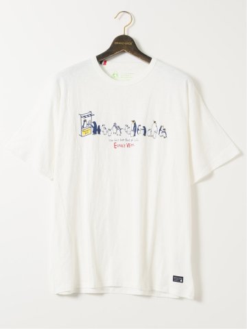 【大きいサイズ】エスパスヴェール/ESPACE VERT 綿 スラブ 天竺 ペンギン クルーネック 半袖 Ｔシャツ