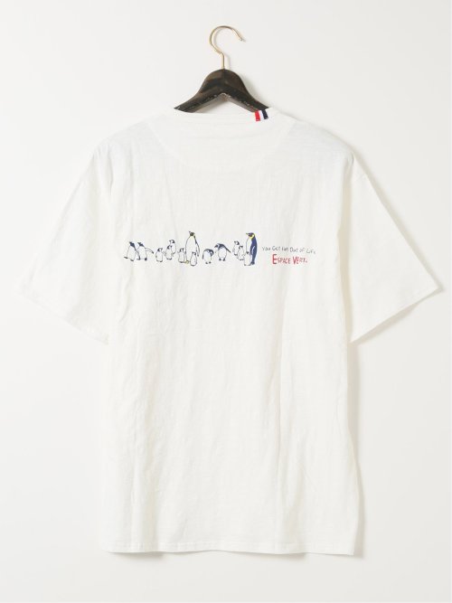 【大きいサイズ】エスパスヴェール/ESPACE VERT 綿 スラブ 天竺 ペンギン クルーネック 半袖 Ｔシャツ