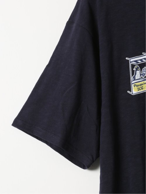 【大きいサイズ】エスパスヴェール/ESPACE VERT 綿 スラブ 天竺 ペンギン クルーネック 半袖 Ｔシャツ