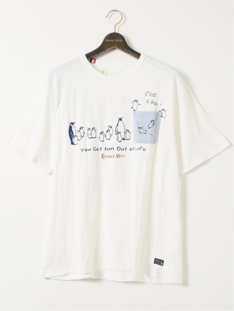 【大きいサイズ】エスパスヴェール/ESPACE VERT 綿 スラブ 天竺 ポケット付き クルーネック 半袖 Ｔシャツ