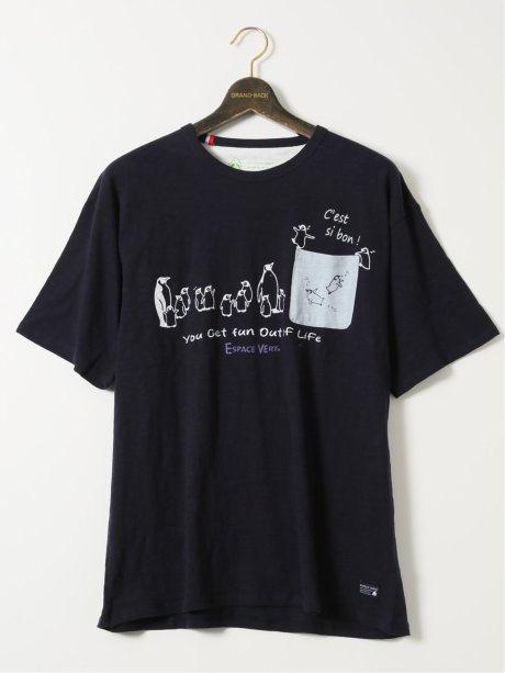 【大きいサイズ】エスパスヴェール/ESPACE VERT 綿 スラブ 天竺 ポケット付き クルーネック 半袖 Ｔシャツ