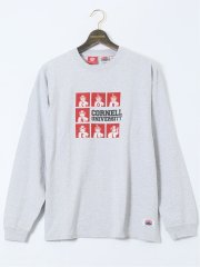 【大きいサイズ】ナツメグ/NUTMEG×CORNELL 綿100% プリントクルー長袖Ｔシャツ