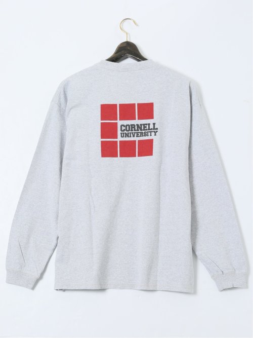 【大きいサイズ】ナツメグ/NUTMEG×CORNELL 綿100% プリントクルー長袖Ｔシャツ