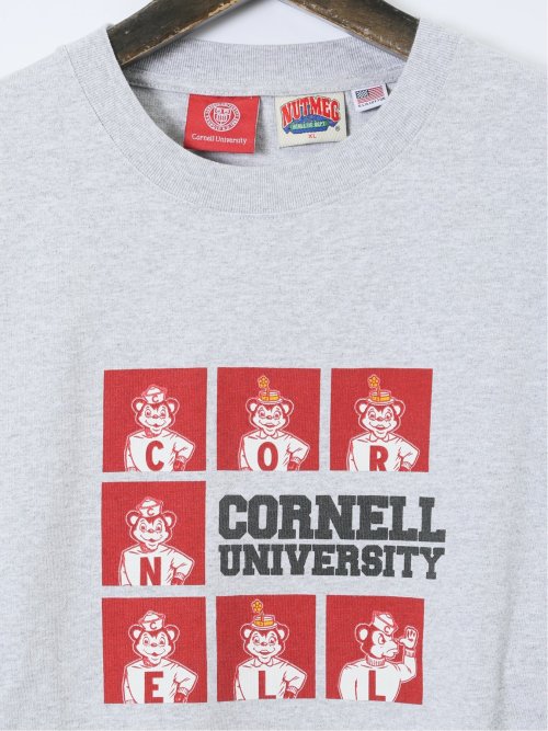 【大きいサイズ】ナツメグ/NUTMEG×CORNELL 綿100% プリントクルー長袖Ｔシャツ