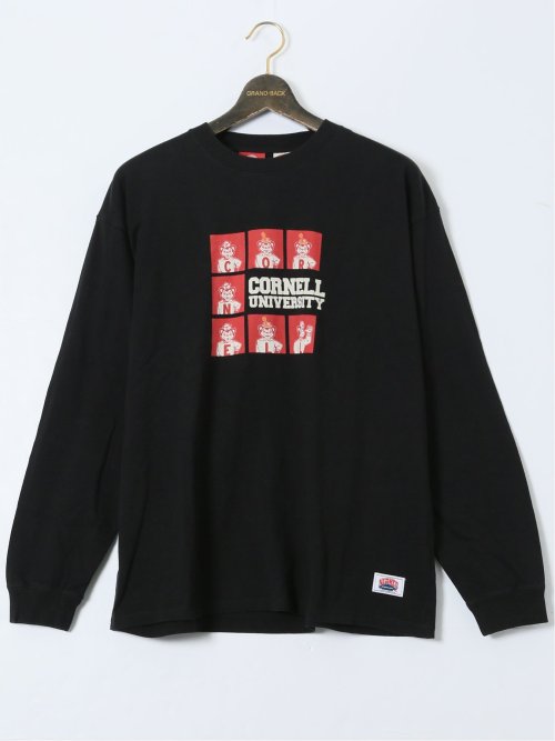 【大きいサイズ】ナツメグ/NUTMEG×CORNELL 綿100% プリントクルー長袖Ｔシャツ