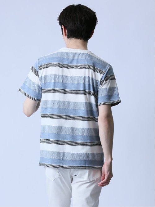 ジャガードボーダー クルーネック半袖Tシャツ