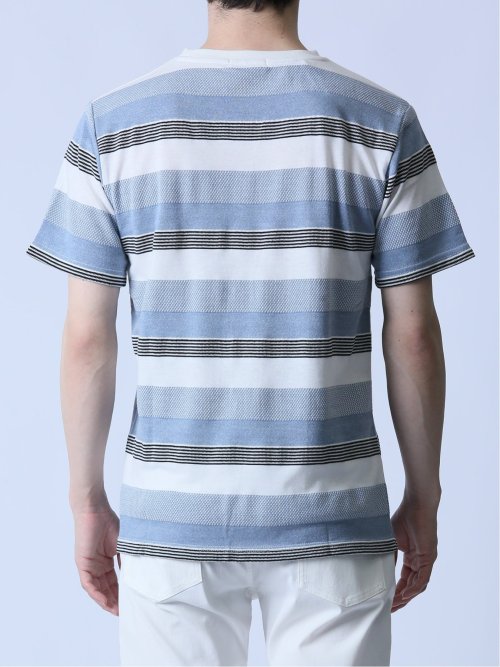 ジャガードボーダー クルーネック半袖Tシャツ