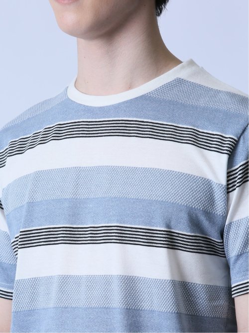 ジャガードボーダー クルーネック半袖Tシャツ