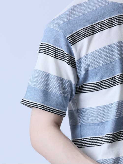 ジャガードボーダー クルーネック半袖Tシャツ