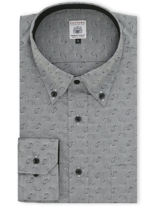 【大きいサイズ】ファットゥーラ/FATTURA 日本製 綿100% ボタンダウン長袖シャツ