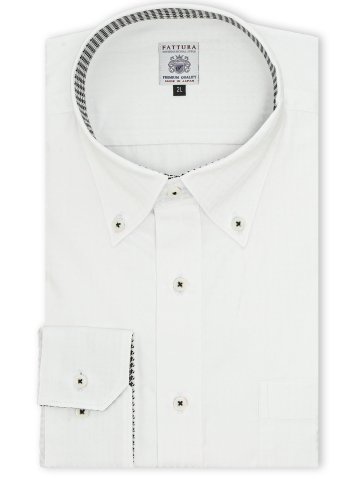 【大きいサイズ】ファットゥーラ/FATTURA 日本製 綿100% ボタンダウン長袖シャツ