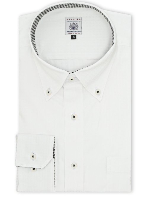 【大きいサイズ】ファットゥーラ/FATTURA 日本製 綿100% ボタンダウン長袖シャツ