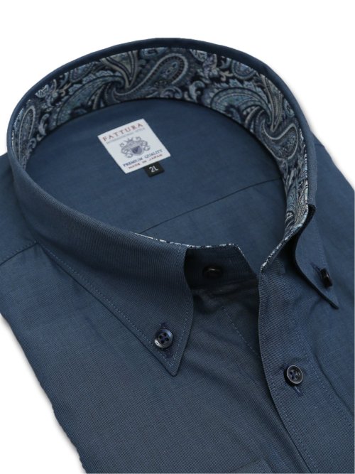 【大きいサイズ】ファットゥーラ/FATTURA 日本製 綿100% ボタンダウン長袖シャツ