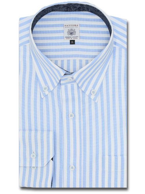 【大きいサイズ】ファットゥーラ/FATTURA 日本製 綿100% ボタンダウン長袖シャツ